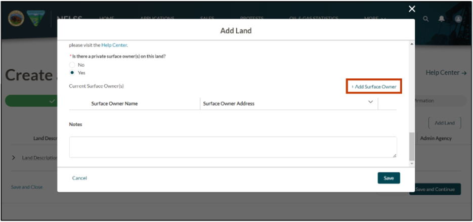 The image shows the user selecting the + Add Surface Owner link under the Current Surface Owner(s) section.